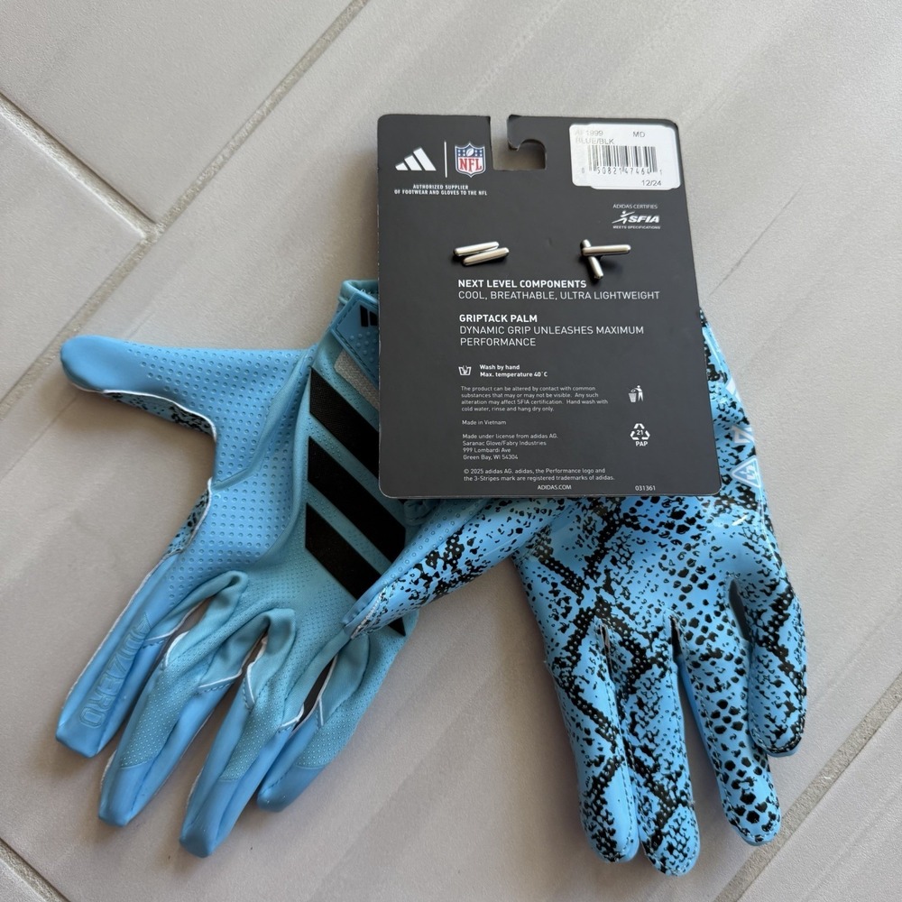 2026-Adidas‎ Adizero 15 Electric GripTack   Football Gloves  BLUE-MEDIUM - Picture 2 of 2